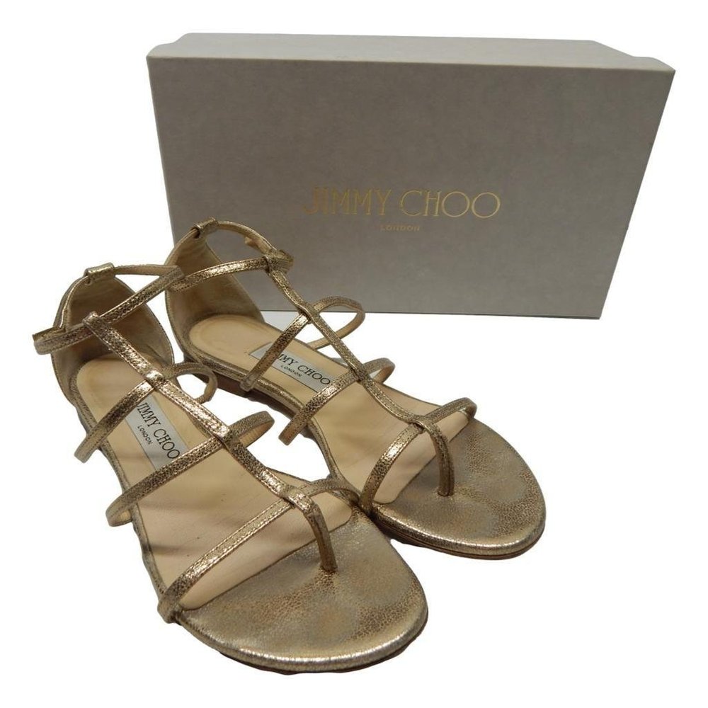 Jimmy Choo Gold Dory Flat Women's Strappy Sandals